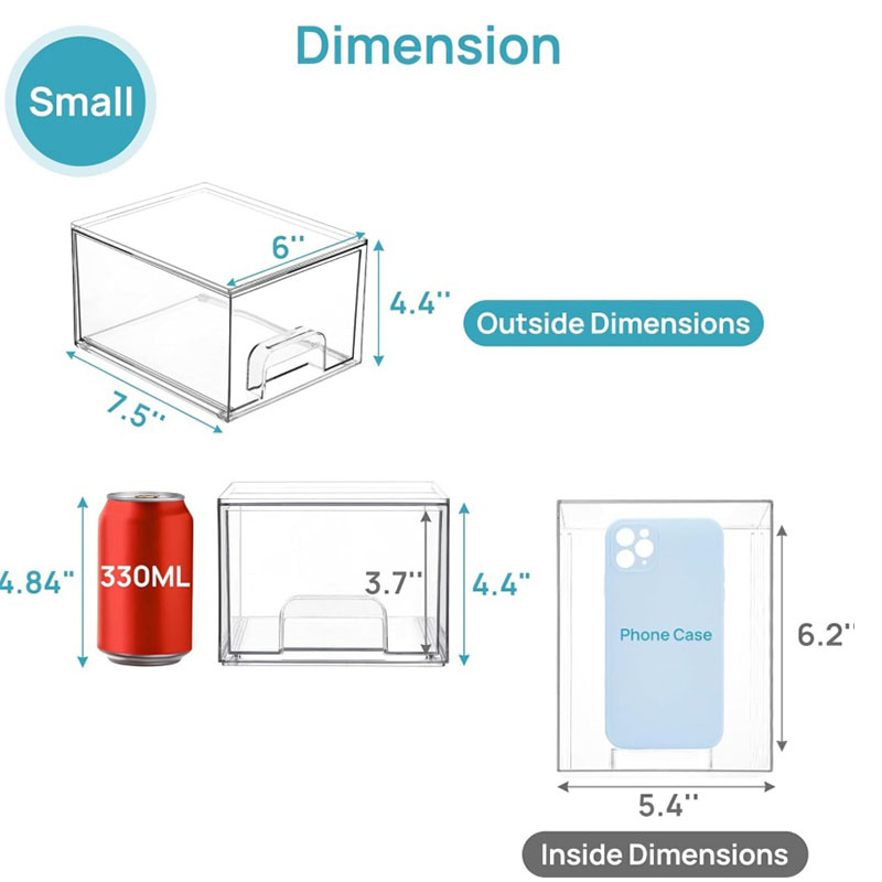 2 Pack Clear Small Stackable Storage Drawers Acrylic Makeup Organiser — image 4