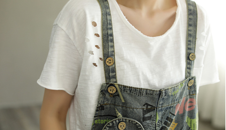 Title 6, New Womens Literary Retro Denim Overalls