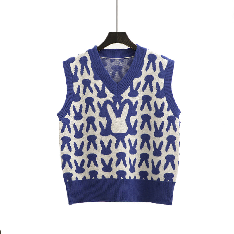 Title 4, Rabbit Pattern Loose Waistcoat Sleeveless Sweat...