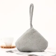 Diamond-studded Banquet Women's Clutch Bag Fashion Soft Bag - Silver - View 1