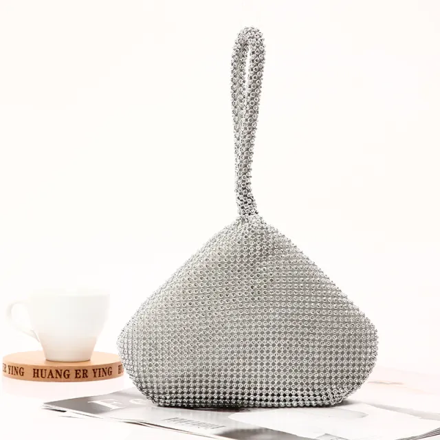 Diamond studded Banquet Women's Clutch Bag Fashion Soft Bag Silver - Shop at LoveMi