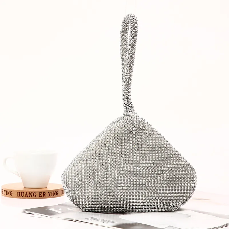 Diamond-studded Banquet Women's Clutch Bag Fashion Soft Bag - Silver