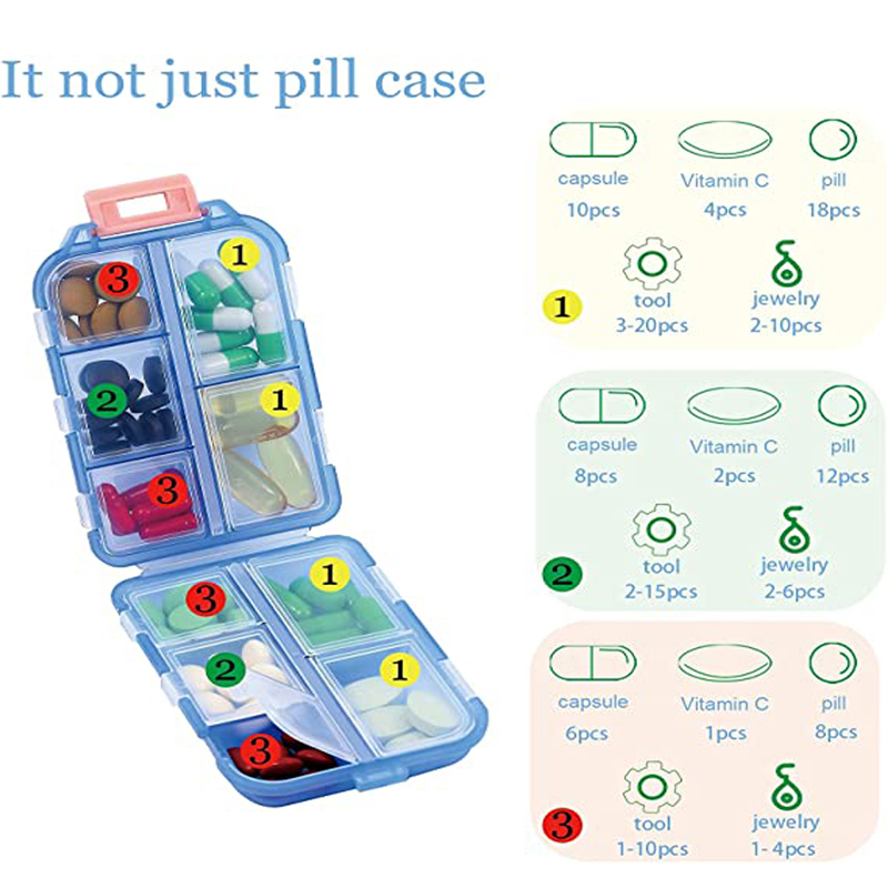 Travel Pill Organizer 10 Grid  Moisture Proof Pills Box For Pocket Purse Daily Pill Case Portable Medicine Vitamin Holder Container - Image 6