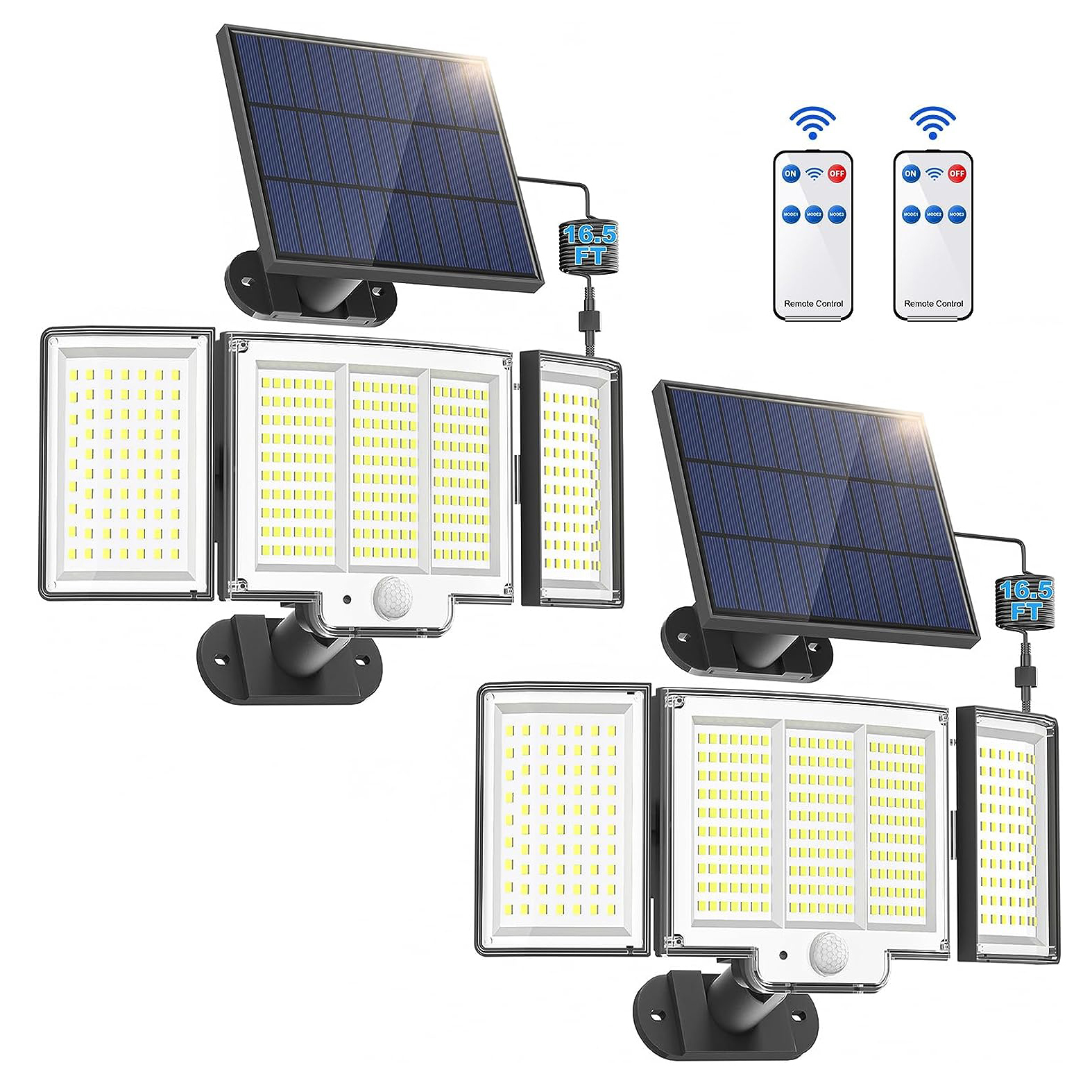 1,2 Pack Solar Lights Outdoor 348 LED Motion Sensor Lights With Remote Control  3 Head Waterproof — foto 28