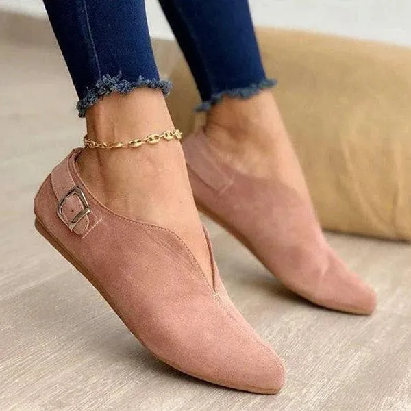 Single Shoes Pointed Toe Low top Flat Casual Shoes Pink - Shop at LoveMi