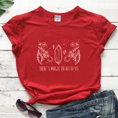 THERE'S MAGIC IN ALL OF US New Women's Short-sleeved T-shirt - Red - View 1