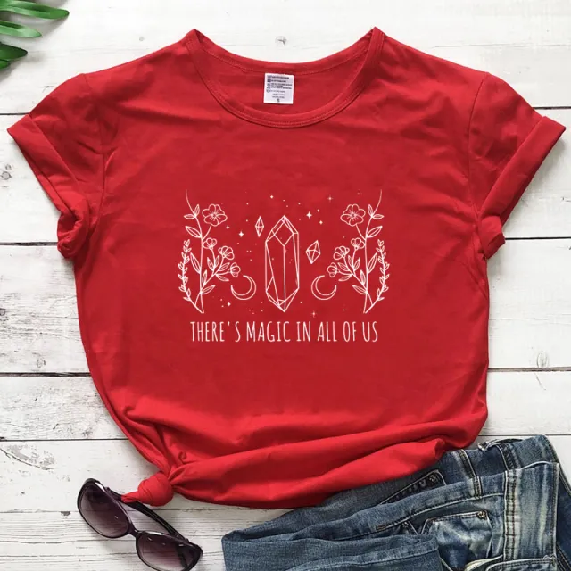 THERE'S MAGIC IN ALL OF US New Women's Short sleeved T shirt Red - Shop at LoveMi