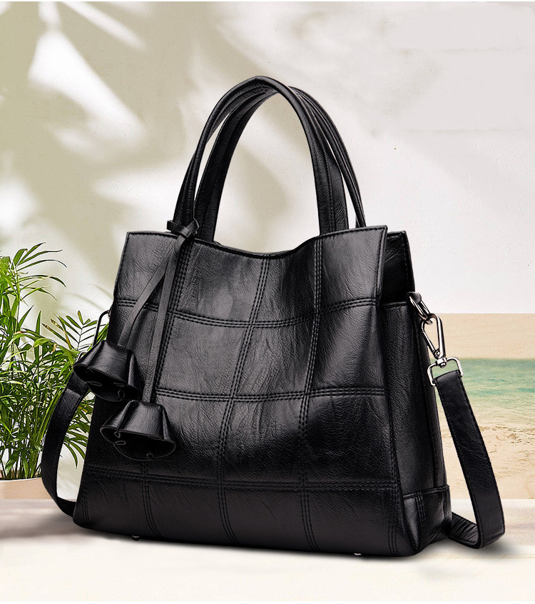 Fashion All-match Soft Leather Three-layer Large-capacity Shoulder Bag