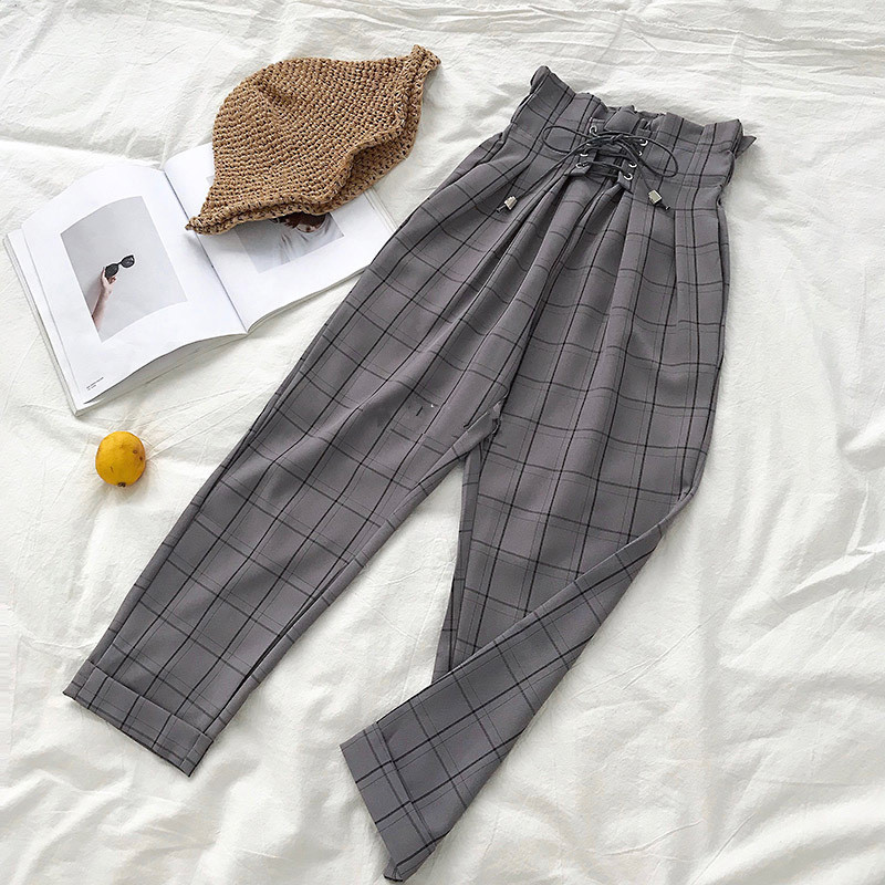 Title 5, Ladies Spring New Plaid Casual Pants