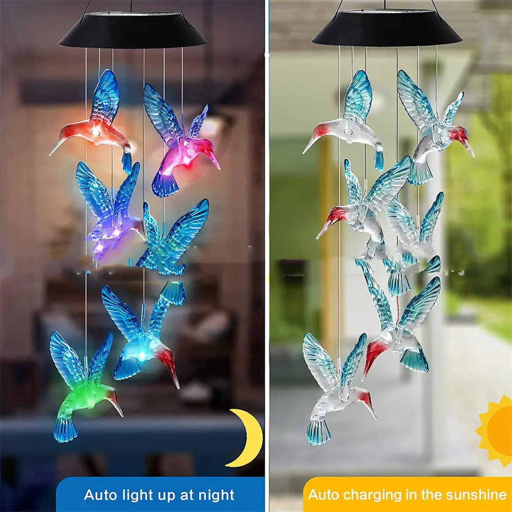 Outdoor Patio Solar Hummingbird Models Garden Decorative
