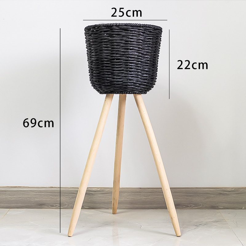 Title 5, Flower Basket Rattan Simple Balcony Flower Stan...