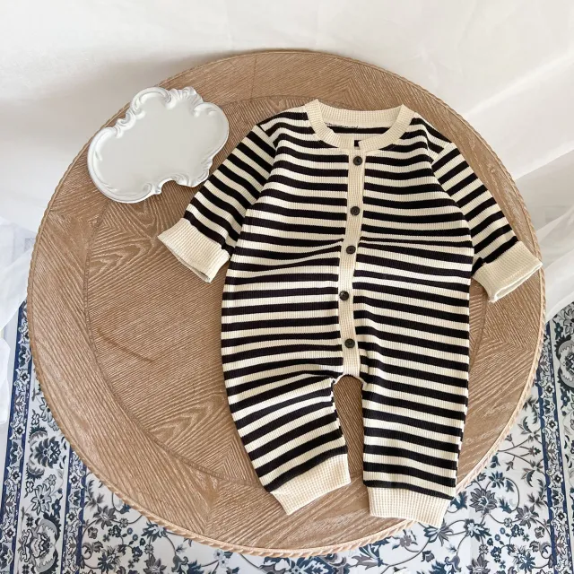 Color Block Striped Fart Romper Newborn Bodysuit Black - Shop at LoveMi