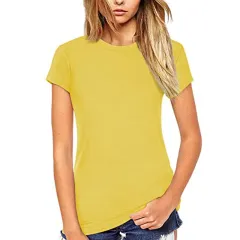 European And American Solid Color Nun Blouse Round Neck T-shirt Short Sleeves - Khaki - View 1