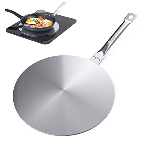 Heat Diffuser Simmer Ring Plate with Stainless Handle, Induction Adapter Plate for Gas Stove Glass Cooktop Converter, Flame Guard for Induction Hob Pans, 7.5 inch, 8 inch, and 9.25 inch Stainless Steel.