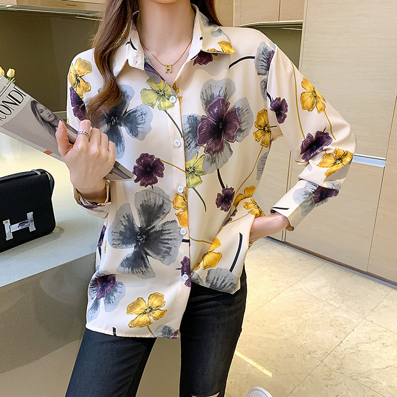 Title 5, Floral Small Shir Chiffon Shirt Loose Women