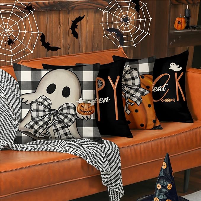 Halloween Decorations Pillow Covers 18x18 Set Of 4 Spooky
