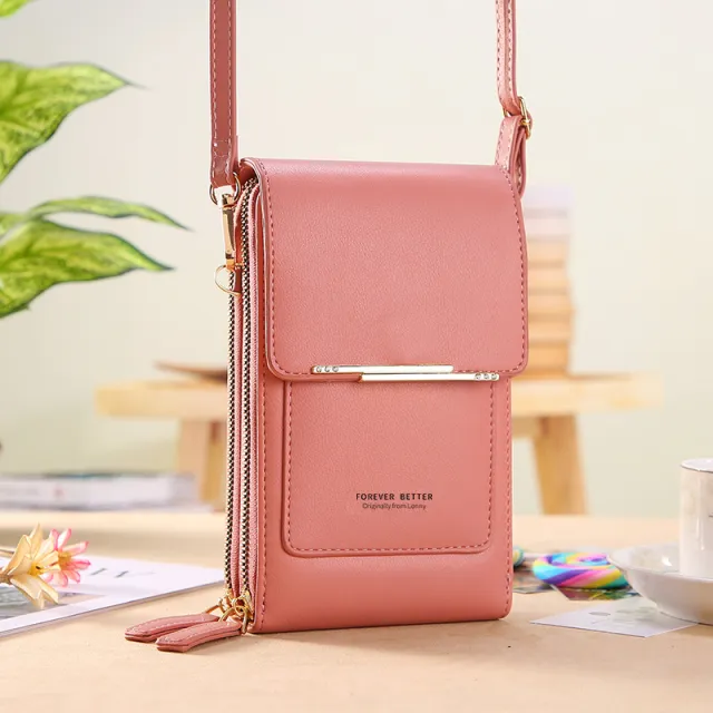 Touch Screen Mobile Phone Bag Small Crossbody Shouder Bags Women Long Wallet Pink - Shop at LoveMi