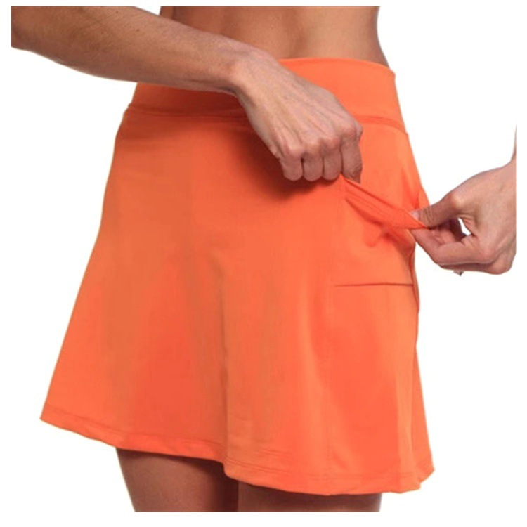 Fashion Solid Color Mid-waist Culottes Women's Sports Casual Pants With Pockets Amazon New Skirt