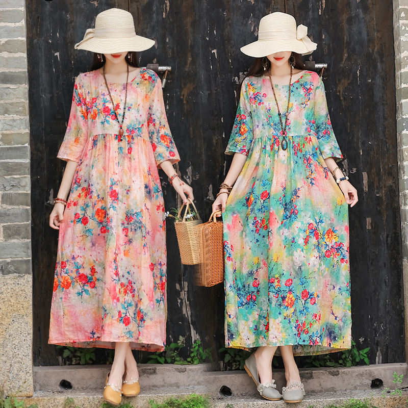 Round Neck Five-point Sleeves Age-reducing Female Dress