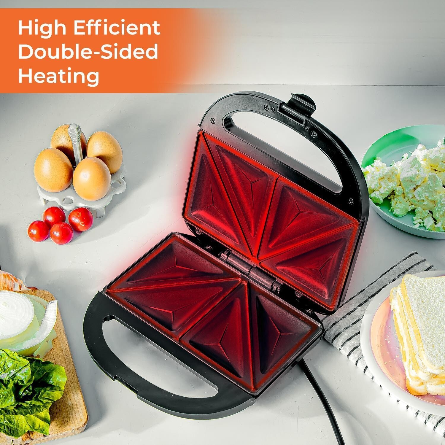 Toastie Maker 2 Slice Sandwich Toaster Non-Stick Machine Easy Clean 750W New — image 7