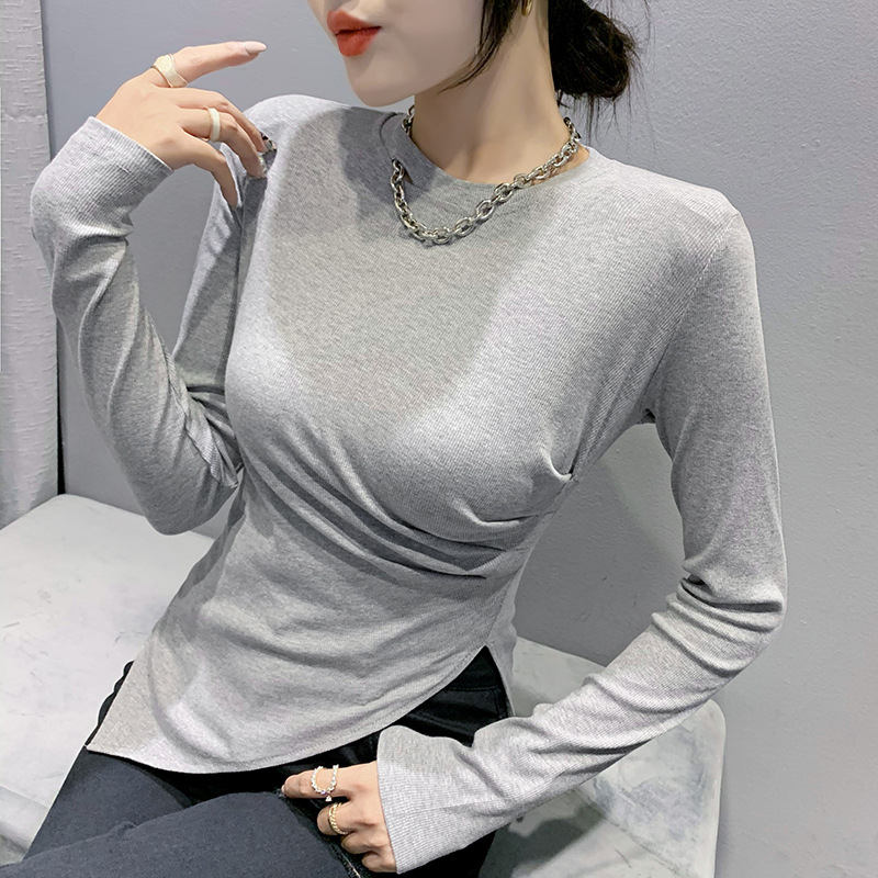 Fashion Net Red Solid Slim Chain Long Sleeve