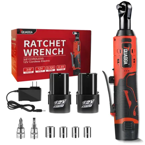 TQUAGGA Cordless Electric Ratchet Wrench Set, 12V, 45ftlbs,Variable Speed Power Ratchet Wrench,with Batteries2,Automotive Repair Tools, Electric Tools Cordless,Hardware,Impact,Heavy Duty