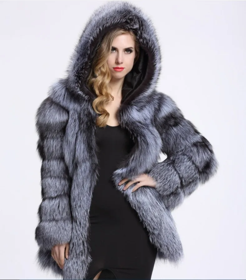 Fashion Temperament Faux Fur Coat Women's Mid-length - Silver