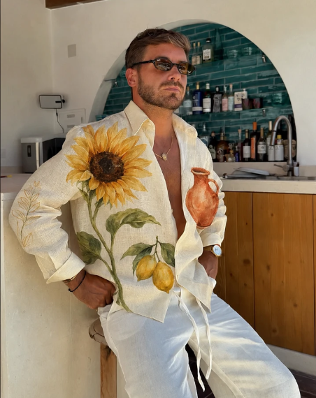 Sunflower Lemon Print Oversized Shirt
