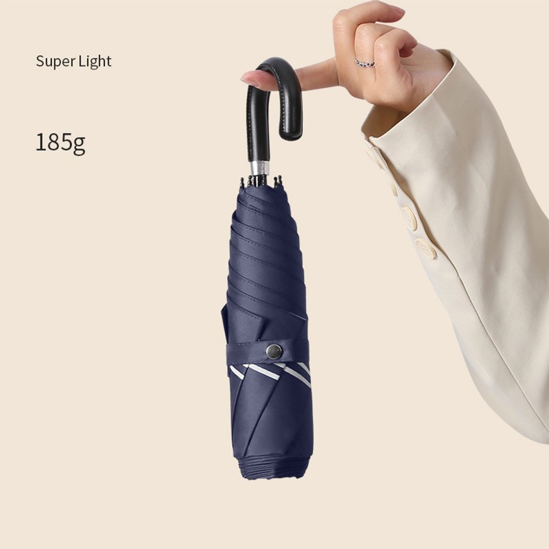 Curved Handle Three Fold Sunshade And Sunscreen Umbrella