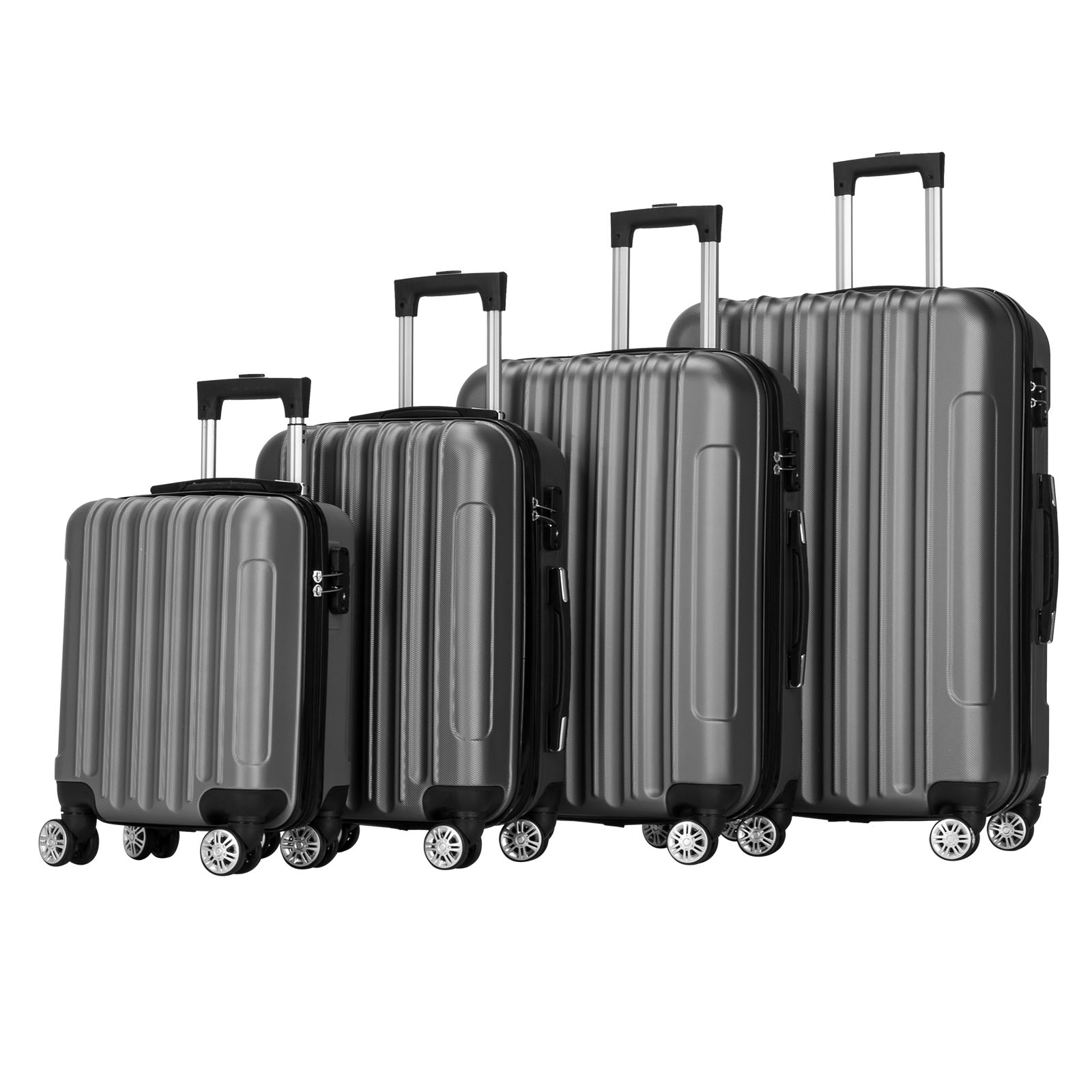 Vertical Pattern Four-in-one Universal Wheel With Handle Trolley Case 16in 20in 24in 28in ABS Aluminum Alloy Trolley Classic Color - Dark Gray N101 Product Upgrade