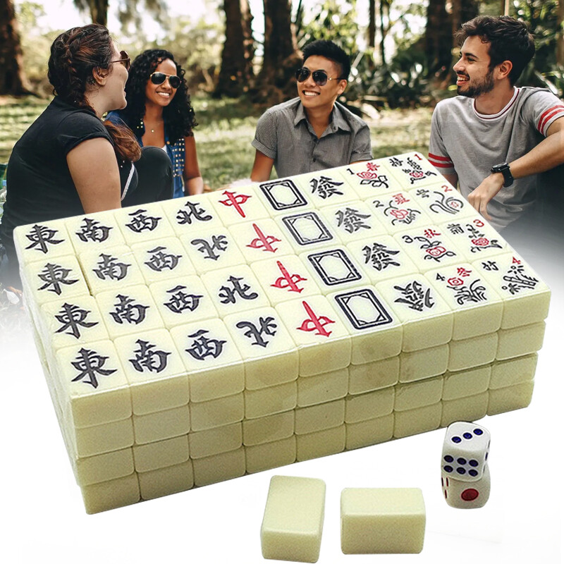 Vintage Chinese Mahjong Set Traditional 146 Tiles Game W Case Box — image 8