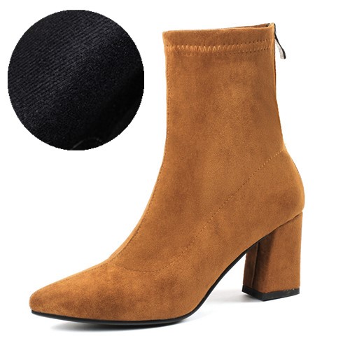 Women's Ankle Winter High-heeled Mid-tube Pointed Toe Thick-heeled Martin Boots