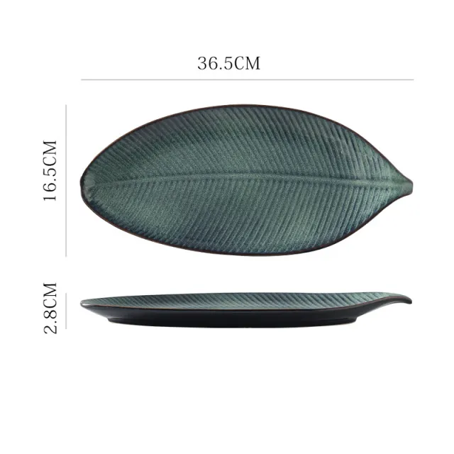 Japanese Fish Creative Leaf Dinner Household Kiln Changed Ceramic Dinner Plate H - Shop at LoveMi