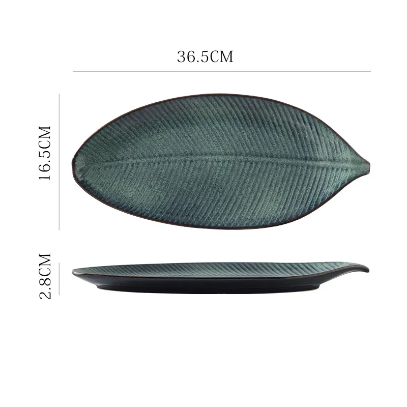 Japanese Fish Creative Leaf Dinner Household Kiln Changed Ceramic Dinner Plate - H