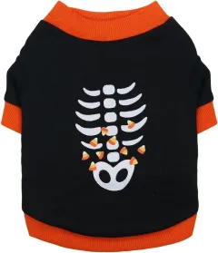 Dog Clothes Cat Shirts Halloween Dog Skeleton Costume Puppy Outfits Lightweight Sweatshirt Pet Apparel For Chihuahua Dachshund Kitten French - Orange - View 1