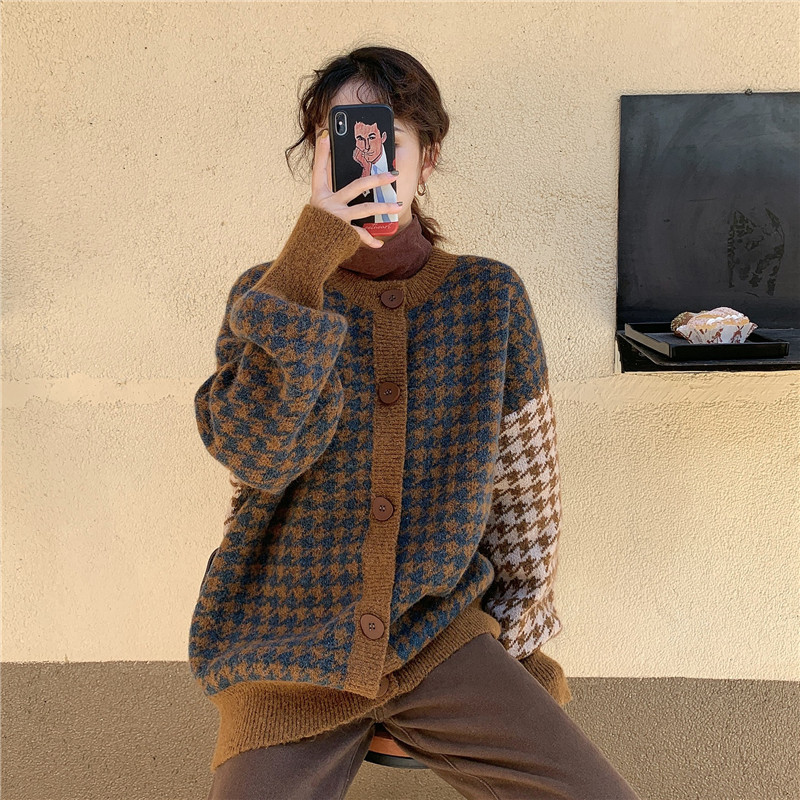 كنزة كارديغان فضفاضة بنقشة الوندستووث متعددة الاستخدامات