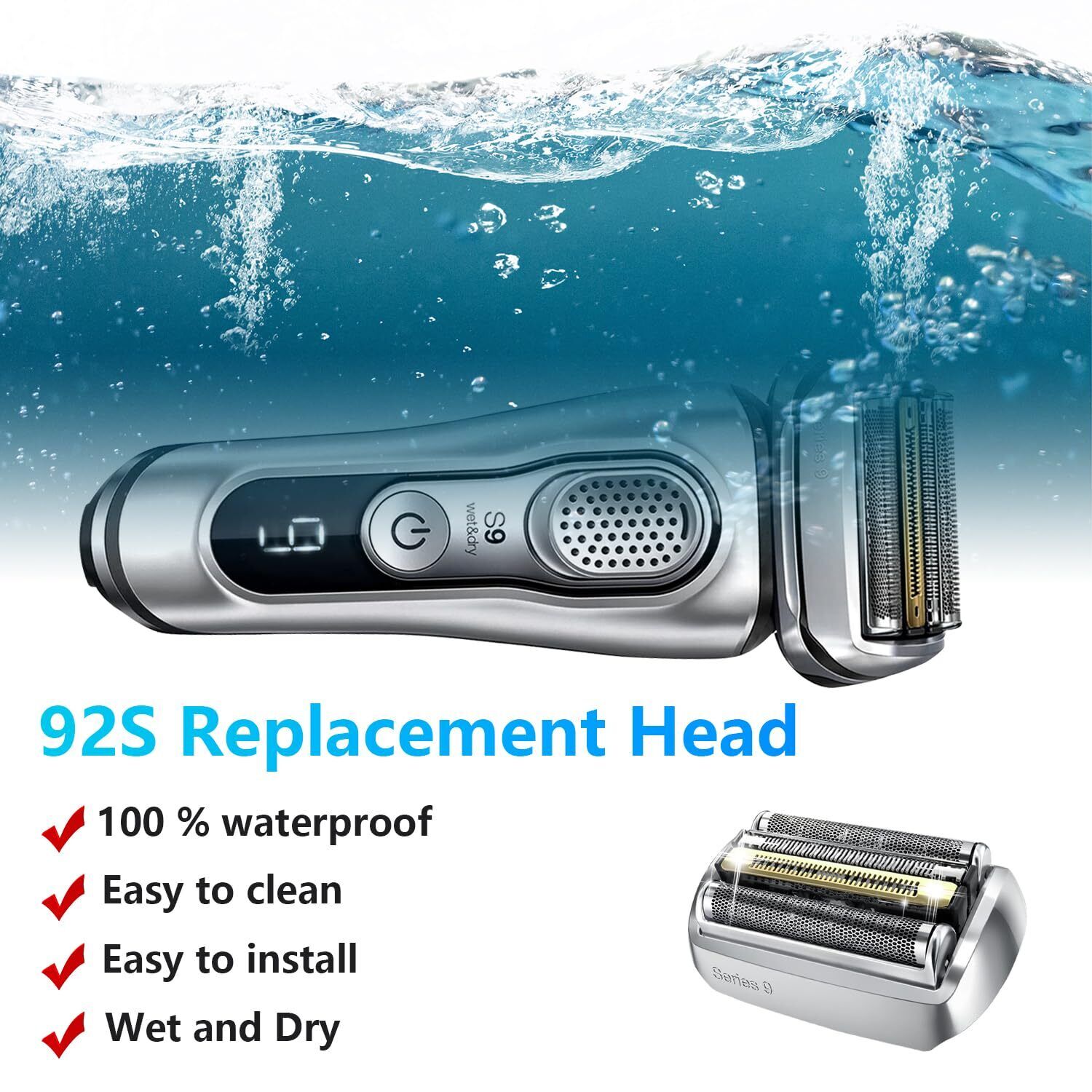 For Braun Series 9 Electric Shaver Head Replacement Head 92S 92B 92M 90B