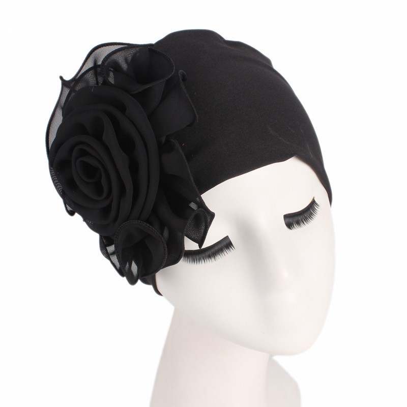 Title 3, Side big flower elastic bandana hat