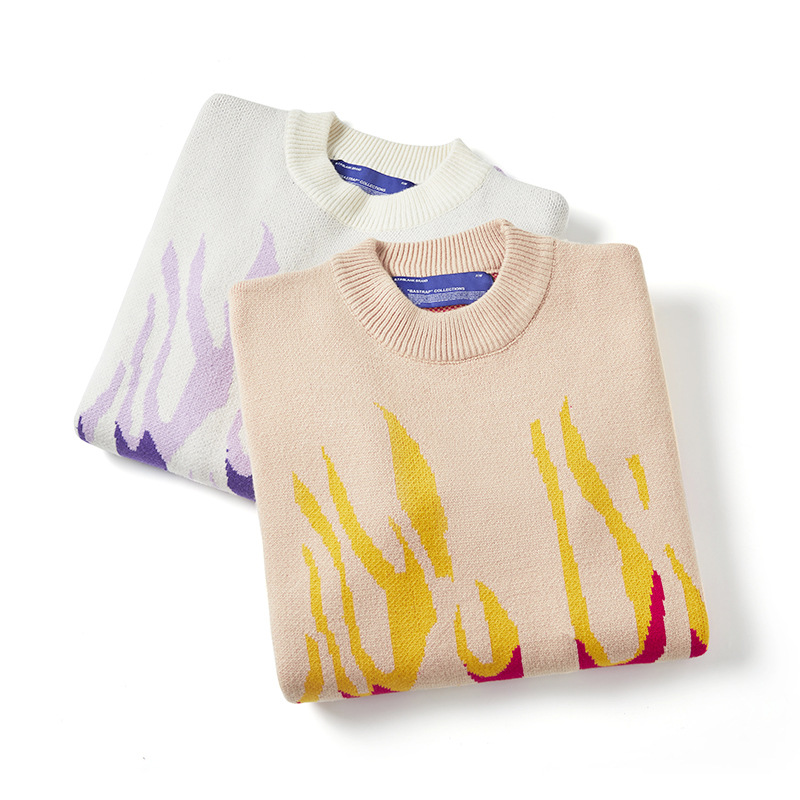 American Men's And Women's Sweaters Flame Loose Long Sleeves