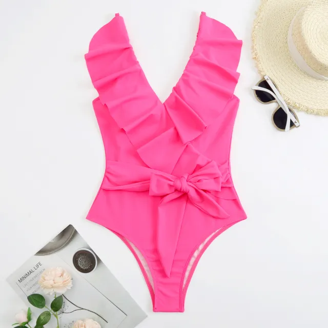 Swimsuit Lace Up Ladies One Piece Bikini Rose - Shop at LoveMi