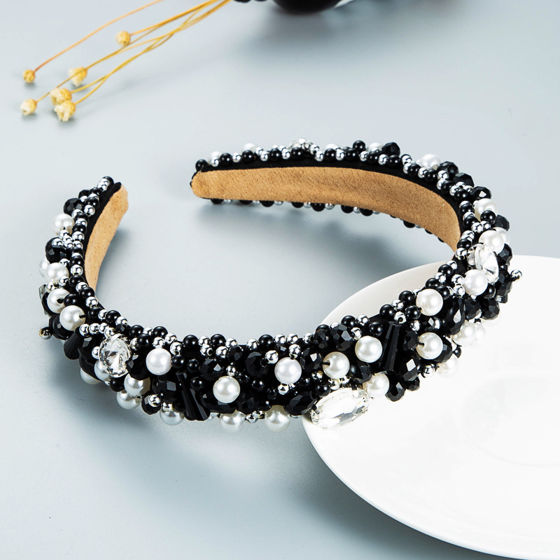 Black Crystal Headband Women