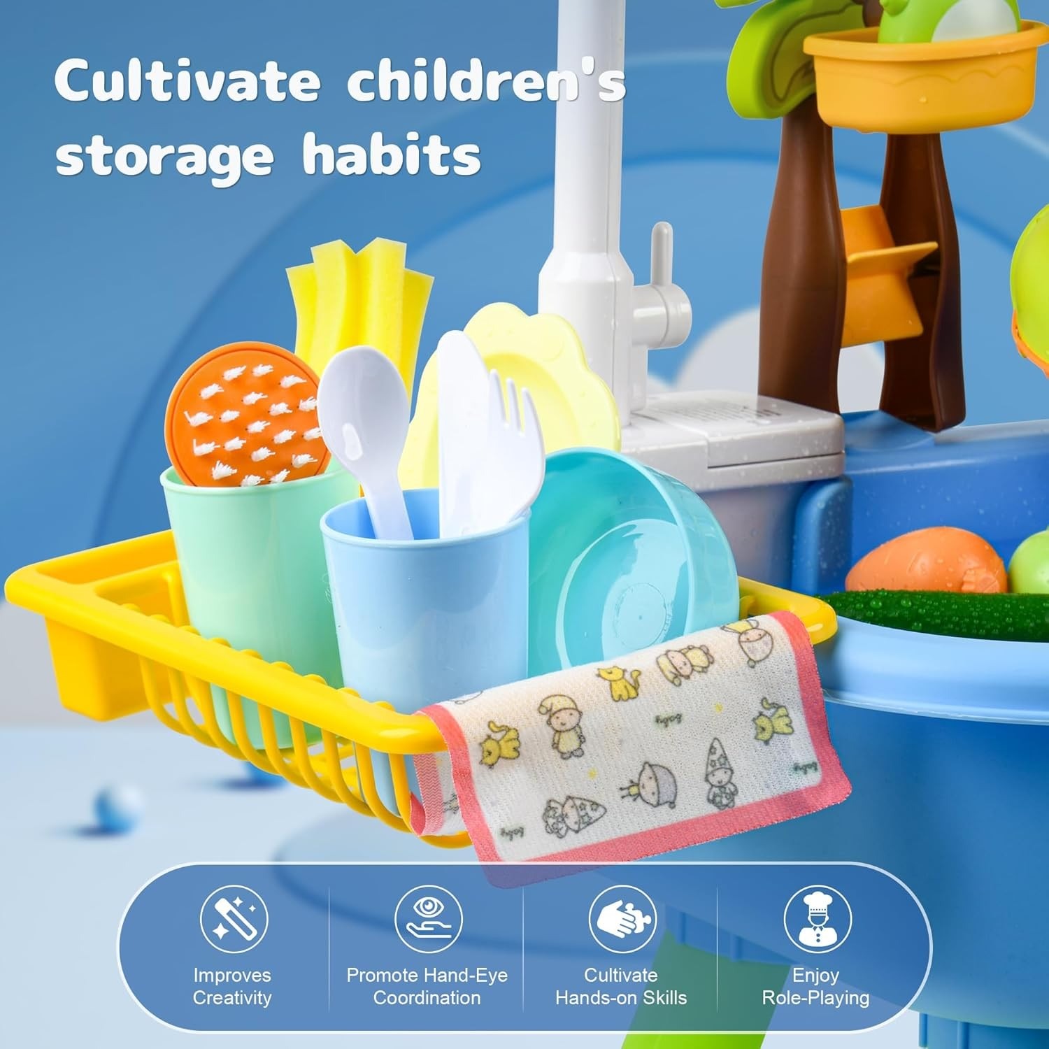 Upgraded Toddler Sand Water Table Toy Kids Fishing Fun Kitchen Play Sink UK — image 9