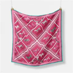 Fashion Simple Print Twill Versatile Temperament Silk Scarf - Rose Red - View 1