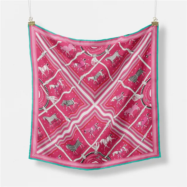 Fashion Simple Print Twill Versatile Temperament Silk Scarf Rose Red - Shop at LoveMi