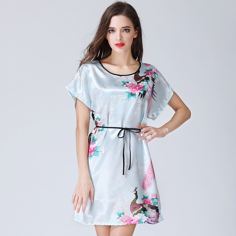 Title 9, Imitation Silk Nightdress Round Neck And Thin B...