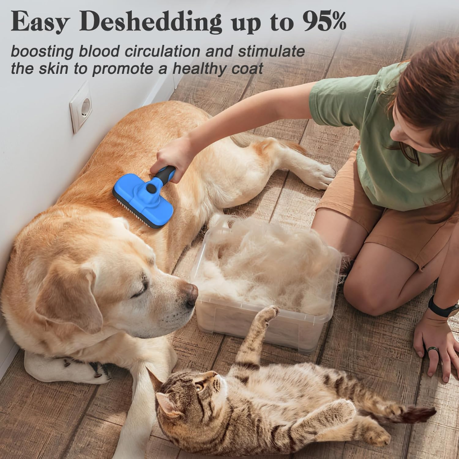 Swihauk Self Cleaning Slicker Brush  Skin Friendly Deshedding Grooming Tool For Dogs Cats  Suitable For Shedding  Haired Pets With Pet Supplies Accessories  Blue thumbnail 6