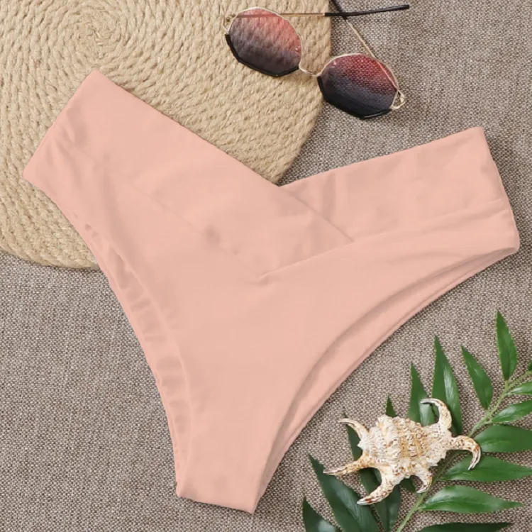 Women's Fashion Solid Color Bikini Swim Pants - Pink