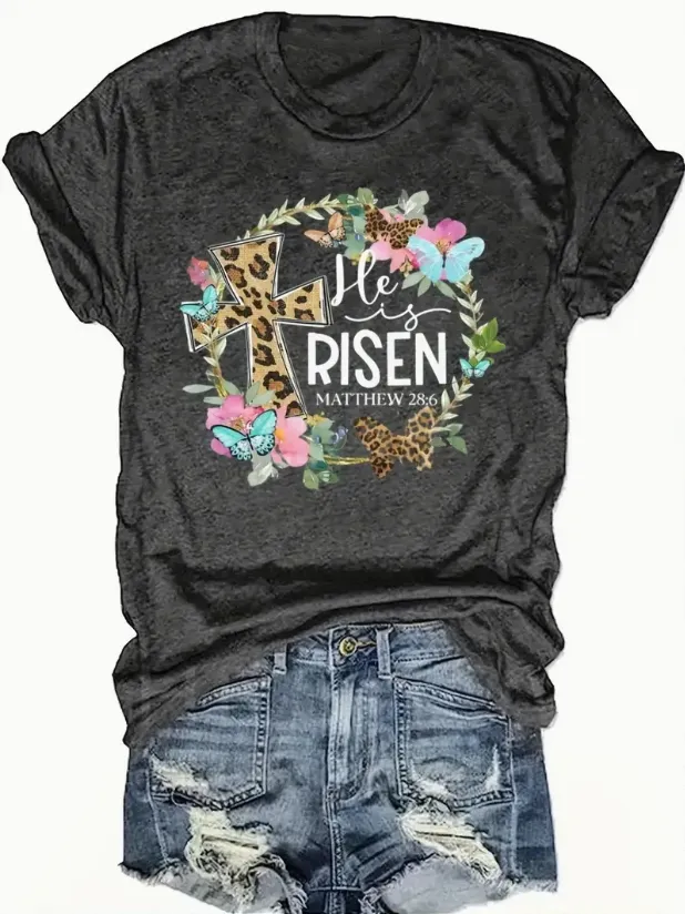 English Letters Printed Round Neck Vest Casual And Loose Daily Wear Women's Clothing Dark Gray - Shop at LoveMi
