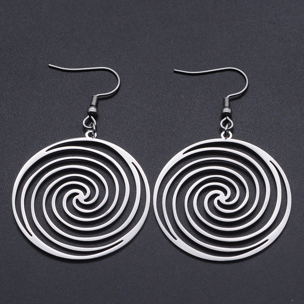 Title 4, Cut Hollow Geometry Spiral Pattern Earrings