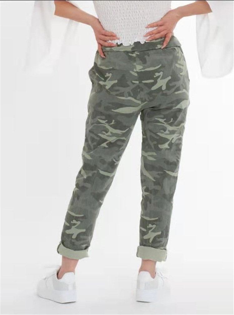 Ripped And Beltless Gray Printed Women's Trousers